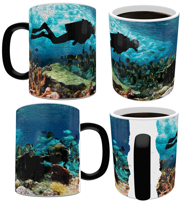 Morphing Mugs Ocean Mug - Scuba Dive Coral Reef - One 11 oz Color Changing Heat Sensitive Ceramic Mug â€“ Image Revealed When HOT Liquid Is Added! - Image 4